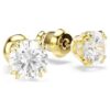 Pendientes de botón Stilla, corte redondo, blancos, chapados en tono dorado