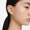 Pendientes de botón «Swan» (cisne), blancos, chapados en rodio Pendientes de botón «Swan» (cisne), blancos, chapados en rodio