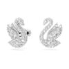 Pendientes de botón «Swan» (cisne), blancos, chapados en rodio Pendientes de botón «Swan» (cisne), blancos, chapados en rodio