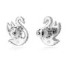 Pendientes de botón «Swan» (cisne), blancos, chapados en rodio Pendientes de botón «Swan» (cisne), blancos, chapados en rodio