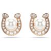 Pendientes de botón Symbolica con perla de cristal, pavé, herradura, blancos, chapados en tono oro rosa Pendientes de botón Symbolica con perla de cristal, pavé, herradura, blancos, chapados en tono oro rosa