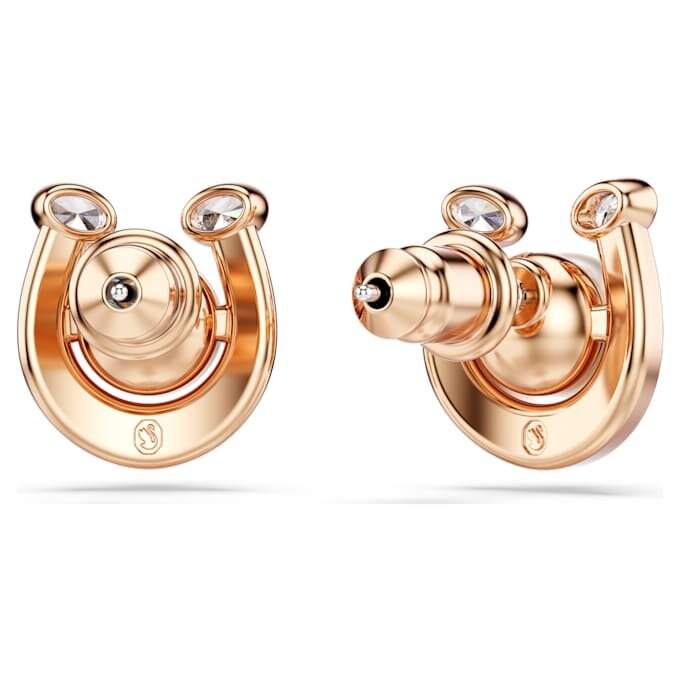 Pendientes de botón Symbolica con perla de cristal, pavé, herradura, blancos, chapados en tono oro rosa Pendientes de botón Symbolica con perla de cristal, pavé, herradura, blancos, chapados en tono oro rosa