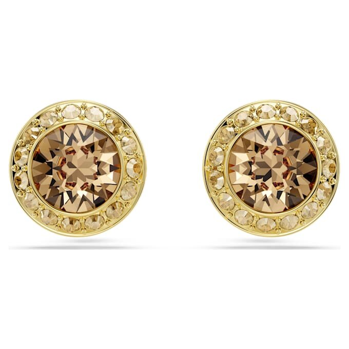 Pendientes de botón Una Angelic, corte redondo, color caramelo, chapado en tono dorado Pendientes de botón Una Angelic, corte redondo, color caramelo, chapado en tono dorado