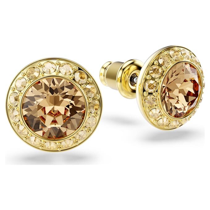 Pendientes de botón Una Angelic, corte redondo, color caramelo, chapado en tono dorado Pendientes de botón Una Angelic, corte redondo, color caramelo, chapado en tono dorado