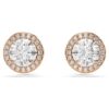 Pendientes de botón Una Angelic, corte redondo, pavé, blancos, chapados en tono oro rosa Pendientes de botón Una Angelic, corte redondo, pavé, blancos, chapados en tono oro rosa