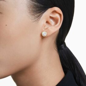 Pendientes de botón «Una Angelic» de corte redondo, tono dorado, chapados en tono dorado
