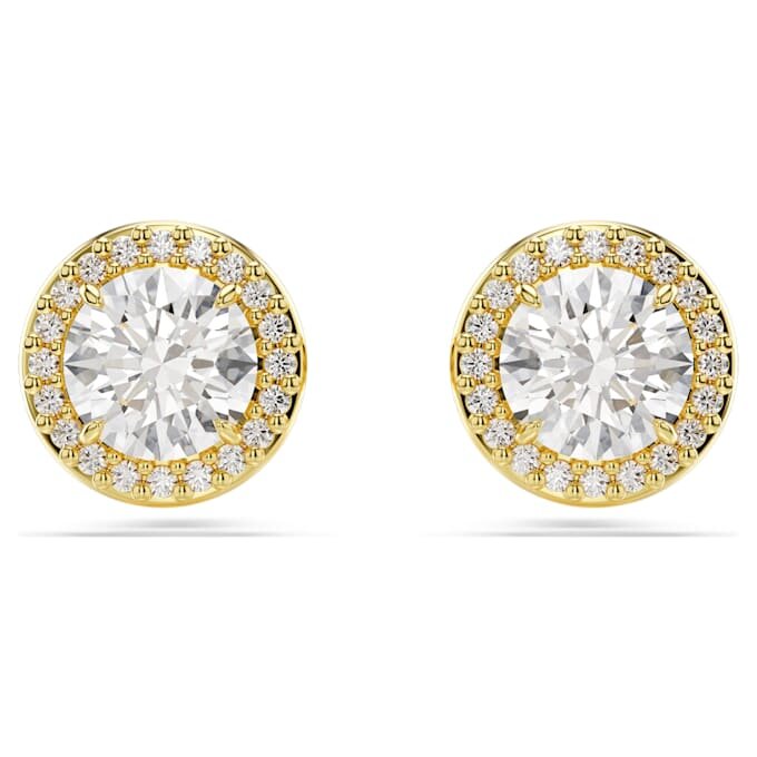 Pendientes de botón «Una Angelic» de corte redondo, tono dorado, chapados en tono dorado Pendientes de botón «Una Angelic» de corte redondo, tono dorado, chapados en tono dorado