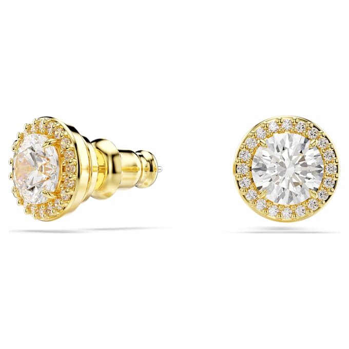 Pendientes de botón «Una Angelic» de corte redondo, tono dorado, chapados en tono dorado Pendientes de botón «Una Angelic» de corte redondo, tono dorado, chapados en tono dorado
