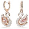 Pendientes de cisne con pavé, cisne, rosa Pendientes de cisne con pavé, cisne, rosa