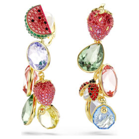 Pendientes de clip Idyllia con cortes variados, frutas, mariquita, multicolores, chapados en tono dorado