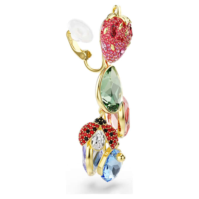 Pendientes de clip Idyllia con cortes variados, frutas, mariquita, multicolores, chapados en tono dorado Pendientes de clip Idyllia con cortes variados, frutas, mariquita, multicolores, chapados en tono dorado