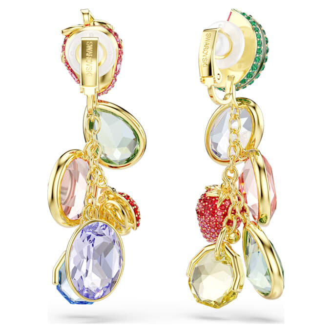 Pendientes de clip Idyllia con cortes variados, frutas, mariquita, multicolores, chapados en tono dorado Pendientes de clip Idyllia con cortes variados, frutas, mariquita, multicolores, chapados en tono dorado