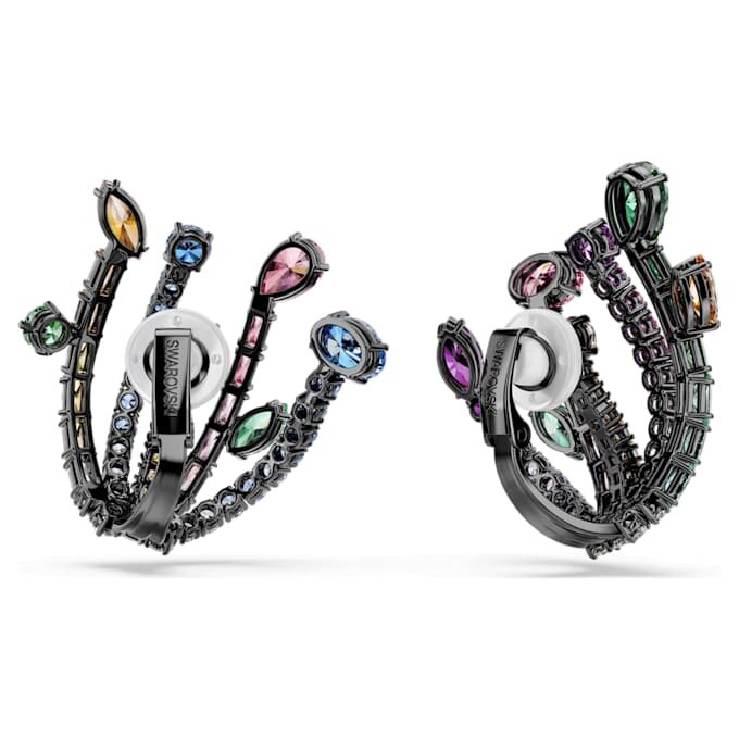 Pendientes de clip «Matrix» con cortes variados, forma de ramo, multicolores, chapados en rutenio Pendientes de clip «Matrix» con cortes variados, forma de ramo, multicolores, chapados en rutenio