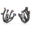 Pendientes de clip «Matrix» con cortes variados, forma de ramo, multicolores, chapados en rutenio Pendientes de clip «Matrix» con cortes variados, forma de ramo, multicolores, chapados en rutenio