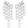 Pendientes de clip Millenia, corte octogonal, estilo candelabro, blancos, chapados en rodio Pendientes de clip Millenia, corte octogonal, estilo candelabro, blancos, chapados en rodio