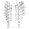 Pendientes de clip Millenia, corte octogonal, estilo candelabro, blancos, chapados en rodio Pendientes de clip Millenia, corte octogonal, estilo candelabro, blancos, chapados en rodio