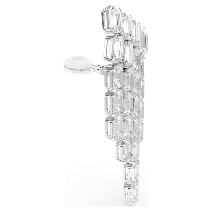 Pendientes de clip Millenia, corte octogonal, estilo candelabro, blancos, chapados en rodio Pendientes de clip Millenia, corte octogonal, estilo candelabro, blancos, chapados en rodio