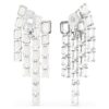 Pendientes de clip Millenia, corte octogonal, estilo candelabro, blancos, chapados en rodio Pendientes de clip Millenia, corte octogonal, estilo candelabro, blancos, chapados en rodio