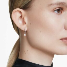 Pendientes de gota «Eternity» con diamantes cultivados en laboratorio, 0,7 ct en total, forma redonda, oro blanco de 14K