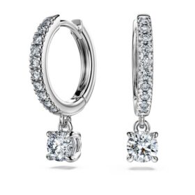 Pendientes de gota «Eternity» con diamantes cultivados en laboratorio, 0,7 ct en total, forma redonda, oro blanco de 14K