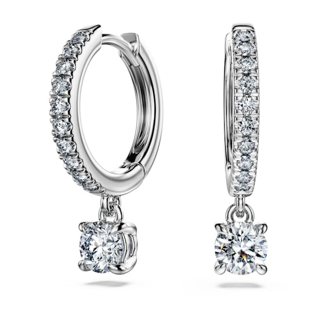 Pendientes de gota «Eternity» con diamantes cultivados en laboratorio, 0,7 ct en total, forma redonda, oro blanco de 14K Pendientes de gota «Eternity» con diamantes cultivados en laboratorio, 0,7 ct en total, forma redonda, oro blanco de 14K