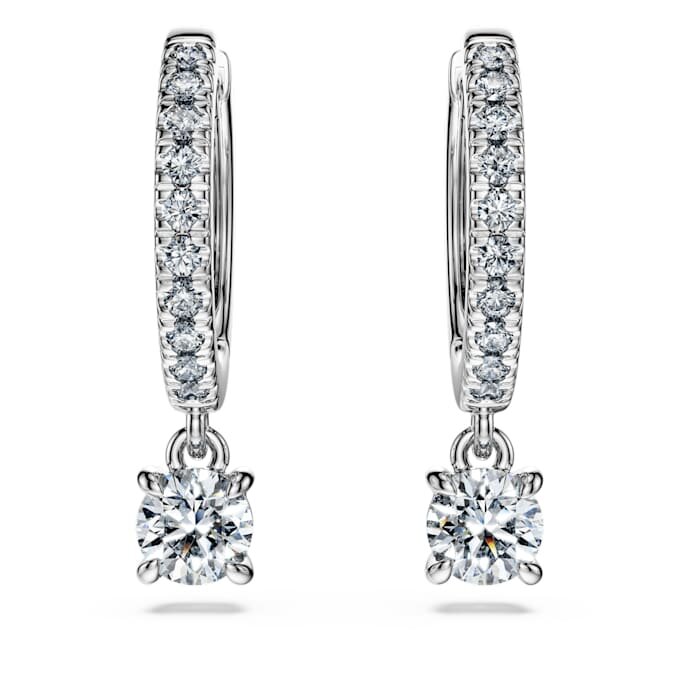 Pendientes de gota «Eternity» con diamantes cultivados en laboratorio, 0,7 ct en total, forma redonda, oro blanco de 14K Pendientes de gota «Eternity» con diamantes cultivados en laboratorio, 0,7 ct en total, forma redonda, oro blanco de 14K