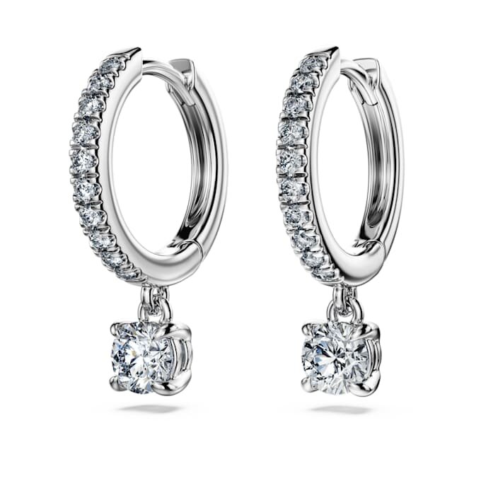 Pendientes de gota «Eternity» con diamantes cultivados en laboratorio, 0,7 ct en total, forma redonda, oro blanco de 14K Pendientes de gota «Eternity» con diamantes cultivados en laboratorio, 0,7 ct en total, forma redonda, oro blanco de 14K