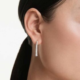 Pendientes de gota «Eternity» con diamantes cultivados en laboratorio, 1,3 ct en total, forma redonda, oro blanco de 14K