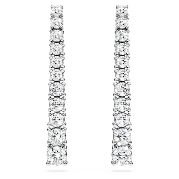 Pendientes de gota «Eternity» con diamantes cultivados en laboratorio, 1,3 ct en total, forma redonda, oro blanco de 14K Pendientes de gota «Eternity» con diamantes cultivados en laboratorio, 1,3 ct en total, forma redonda, oro blanco de 14K