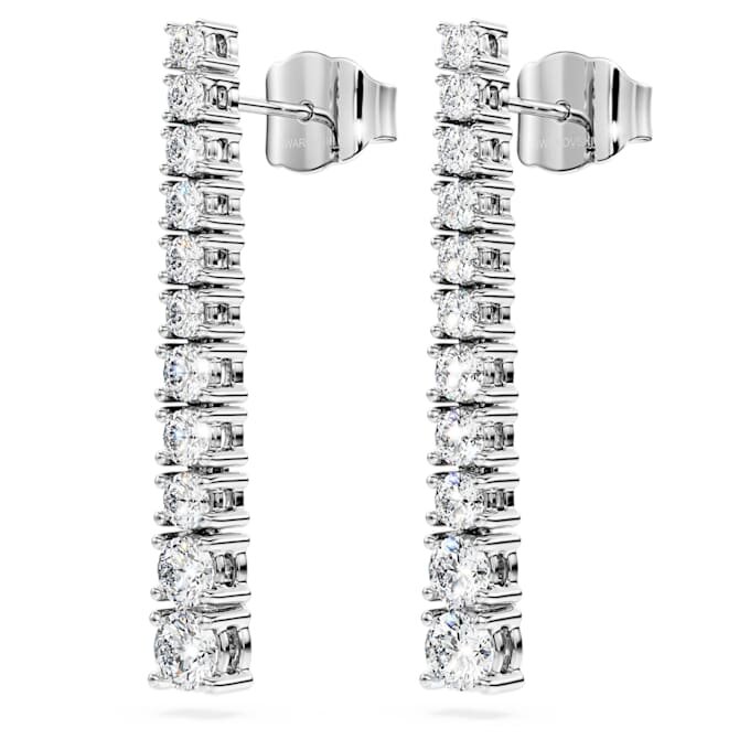Pendientes de gota «Eternity» con diamantes cultivados en laboratorio, 1,3 ct en total, forma redonda, oro blanco de 14K Pendientes de gota «Eternity» con diamantes cultivados en laboratorio, 1,3 ct en total, forma redonda, oro blanco de 14K