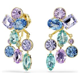 Pendientes Gema con cortes mixtos, multicolores, chapados en tono dorado