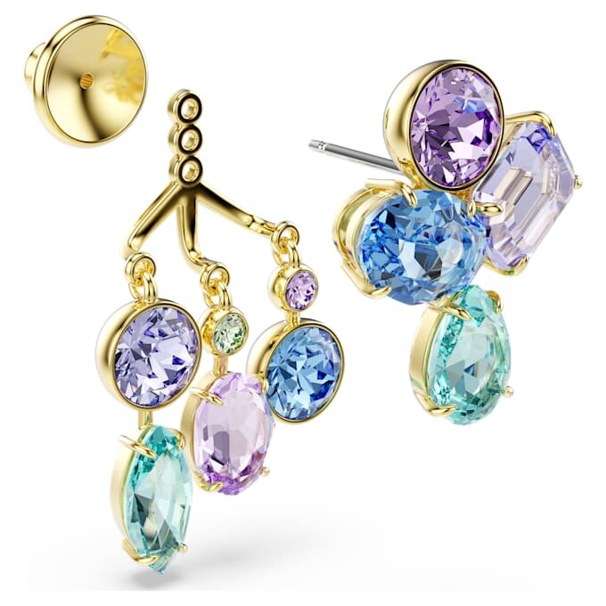 Pendientes Gema con cortes mixtos, multicolores, chapados en tono dorado Pendientes Gema con cortes mixtos, multicolores, chapados en tono dorado