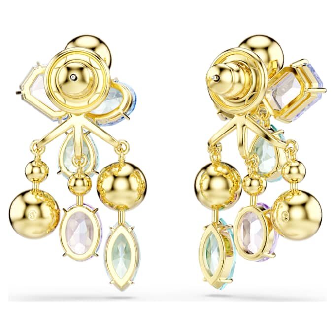 Pendientes Gema con cortes mixtos, multicolores, chapados en tono dorado Pendientes Gema con cortes mixtos, multicolores, chapados en tono dorado
