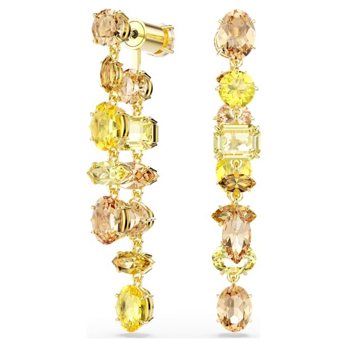 Pendientes Gema Drop: diseño asimétrico, cortes mixtos, largos, amarillos, chapados en tono dorado Pendientes Gema Drop: diseño asimétrico, cortes mixtos, largos, amarillos, chapados en tono dorado