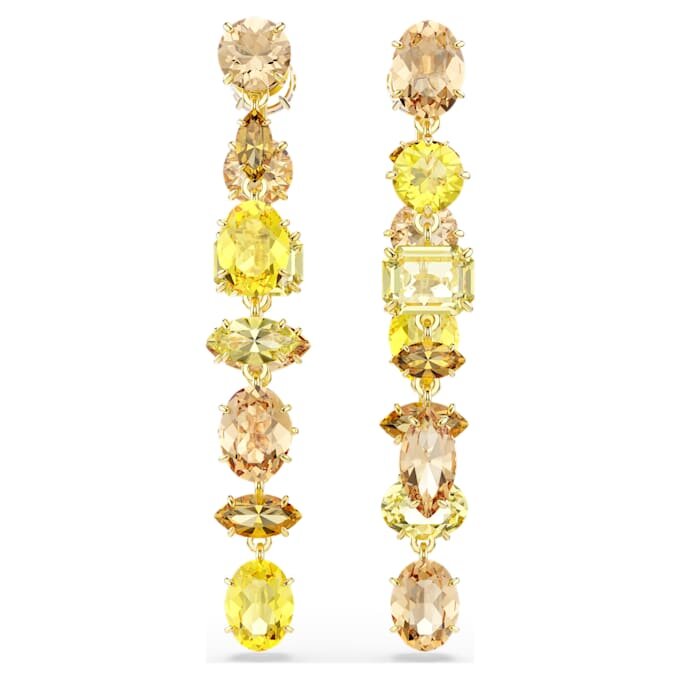 Pendientes Gema Drop: diseño asimétrico, cortes mixtos, largos, amarillos, chapados en tono dorado Pendientes Gema Drop: diseño asimétrico, cortes mixtos, largos, amarillos, chapados en tono dorado