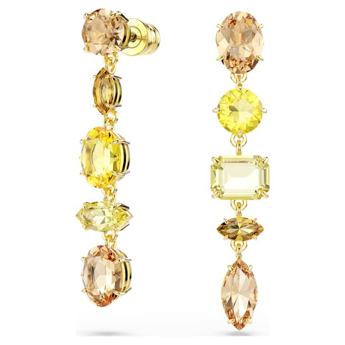 Pendientes Gema Drop: diseño asimétrico, cortes mixtos, largos, amarillos, chapados en tono dorado Pendientes Gema Drop: diseño asimétrico, cortes mixtos, largos, amarillos, chapados en tono dorado