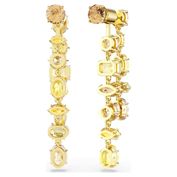Pendientes Gema Drop: diseño asimétrico, cortes mixtos, largos, amarillos, chapados en tono dorado Pendientes Gema Drop: diseño asimétrico, cortes mixtos, largos, amarillos, chapados en tono dorado