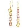 Pendientes Gema Drop: diseño asimétrico, cortes mixtos, rosa, chapados en tono dorado Pendientes Gema Drop: diseño asimétrico, cortes mixtos, rosa, chapados en tono dorado