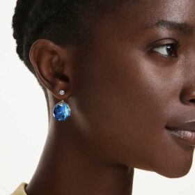 Pendientes Gema «Jackets» azules, chapados en tono dorado