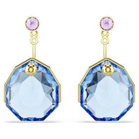 Pendientes Gema «Jackets» azules, chapados en tono dorado