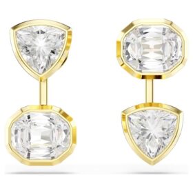 Pendientes «Imber» con diseño asimétrico, cortes mixtos, blancos y chapados en tono dorado