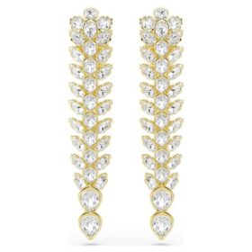 Pendientes largos Idyllia con cortes variados, blancos, chapados en tono dorado