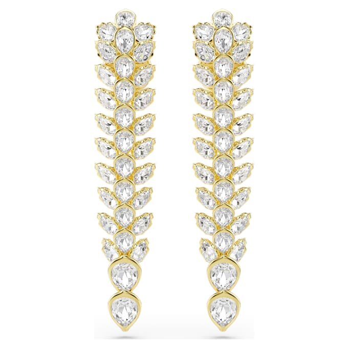 Pendientes largos Idyllia con cortes variados, blancos, chapados en tono dorado Pendientes largos Idyllia con cortes variados, blancos, chapados en tono dorado