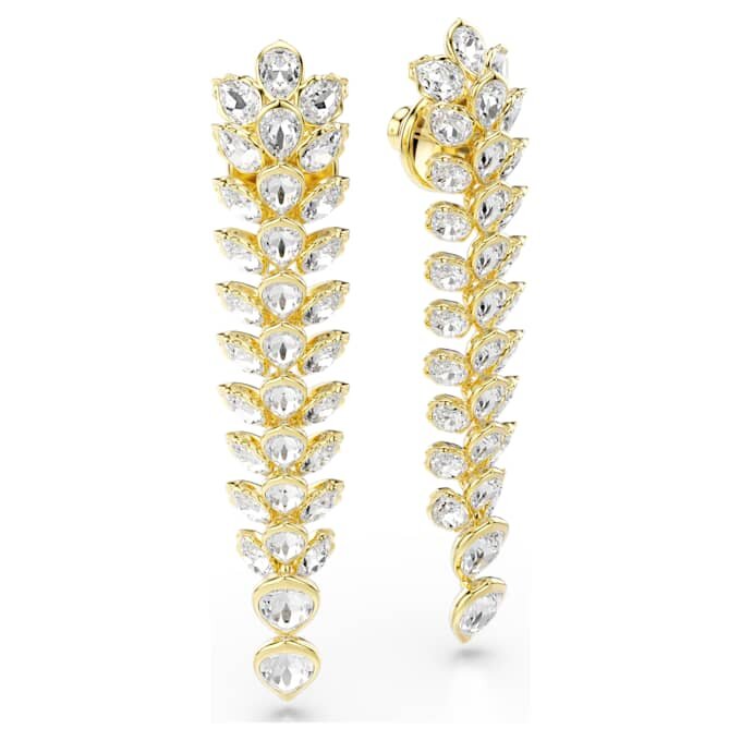 Pendientes largos Idyllia con cortes variados, blancos, chapados en tono dorado Pendientes largos Idyllia con cortes variados, blancos, chapados en tono dorado