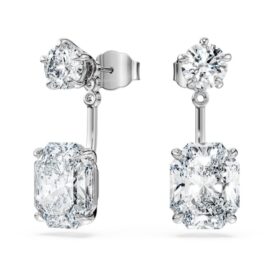 Pendientes octogonales con diamantes cultivados en laboratorio, 9,65 ct en total, formas variadas, oro blanco de 18 quilates