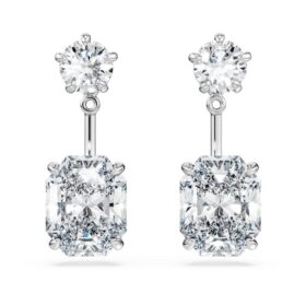 Pendientes octogonales con diamantes cultivados en laboratorio, 9,65 ct en total, formas variadas, oro blanco de 18 quilates