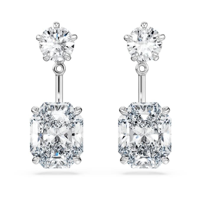 Pendientes octogonales con diamantes cultivados en laboratorio, 9,65 ct en total, formas variadas, oro blanco de 18 quilates Pendientes octogonales con diamantes cultivados en laboratorio, 9,65 ct en total, formas variadas, oro blanco de 18 quilates