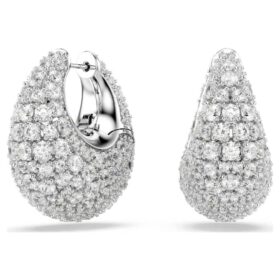 Pendientes Sublima grandes, blancos, chapados en rodio