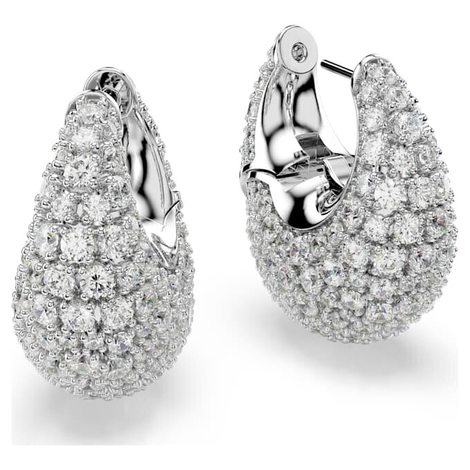 Pendientes Sublima grandes, blancos, chapados en rodio Pendientes Sublima grandes, blancos, chapados en rodio