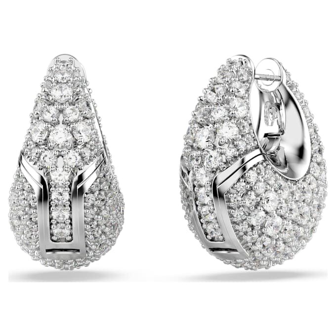 Pendientes Sublima grandes, blancos, chapados en rodio Pendientes Sublima grandes, blancos, chapados en rodio